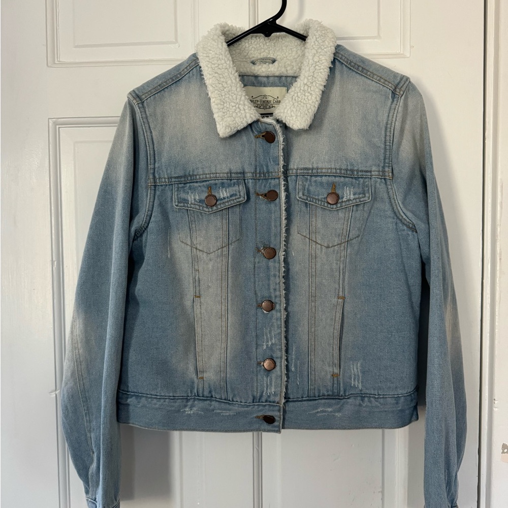 Boucle fleece lined jeans jacket